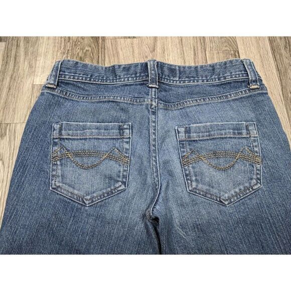 (3/$35) Mossimo Size 7 Low Rise Cuffed Embroidered Cropped Denim Blue Jeans - Picture 3 of 10
